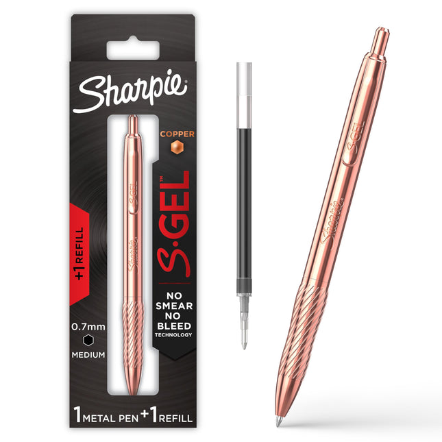 Sharpie S-Gel Pen, Copper Metal Body, Medium Point