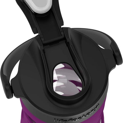 Lifefactory 16-Ounce Glass Water Bottle with Active Flip Cap and Protective Silicone Sleeve, Plum