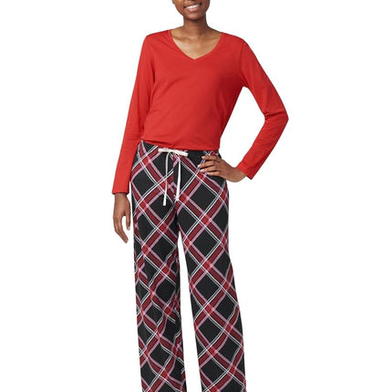 HUE womens Sleep and Lounge Pajama Separates, Christmas and Holiday Collection, Black Perfect Plaid - Sleep Pant, M
