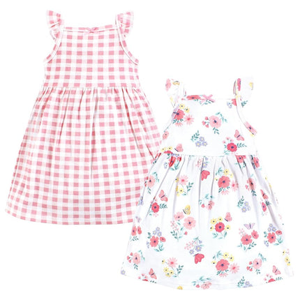 Hudson Baby Baby Girls' Cotton Dresses, Butterfly Floral, 12-18 Months