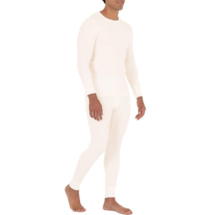 Fruit of the Loom Men's Recycled Waffle Thermal Underwear Set (Top and Bottom) Pajama, Natural, Medium