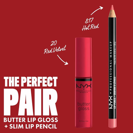 NYX PROFESSIONAL MAKEUP Butter Gloss, Lip Gloss, Non-Sticky - Red Velvet (Deep red)