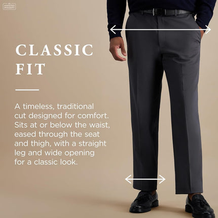 Haggar mensHC10884Premium No Iron Classic Fit Expandable Waist Plain Front Casual Pants - Gray - 32W x 30L