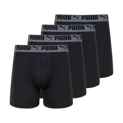 PUMA Men's 4 Pack Active Stretch Boxer Briefs, Black, S