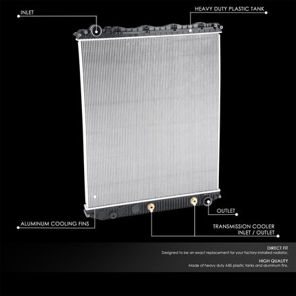 DNA MOTORING Radiador de Enfriamiento de Aluminio Estilo OE de 2 Hileras Compatible con 08-17 VNM VNL / 15-17 VNX / 15-18 Vision Granite, OEM-RA-FL-069