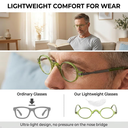 Eyekepper Readers Spring Temple Vintage Mini Small Oval Round Reading Glasses Green +1.0