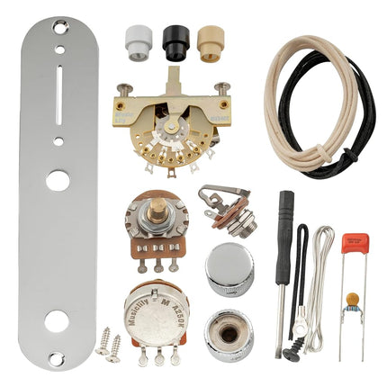 Musiclily Pro Electric Guitar Pre-wired Wiring Harness Upgrade for American Style TL with 3-Way Switch and 2A Pots, Chrome