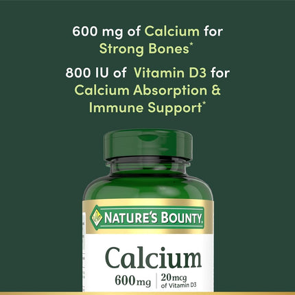Nature's Bounty Calcium 600+ D (Caltrate+D) High Potency, 250 Tablets