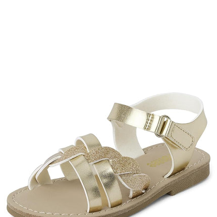 Gymboree Sandalias Planas para Niña y Niña Pequeña, Doradas, 6 US Niño Pequeño