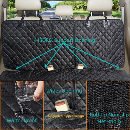 ANOSOSPECIAL Dog Car Seat Cover for Back Seat Cover for Kids ISOFIX,Non Stick Fur Rear Seat Protector for Pet,Nonslip Waterproof Durable Interior Backseat Covers for Auto Van SUV(Large,Black)