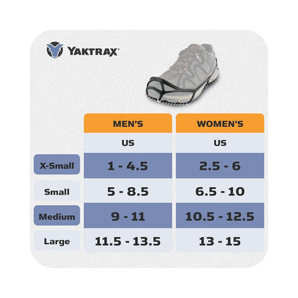 Yaktrax Walk Traction Cleats for Walking on Snow and Ice (1 Pair), X-Small , Black