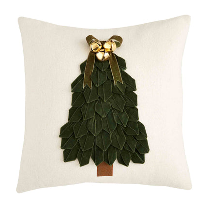 Mud Pie Velvet Ribbon Tree Pillow, 18" x 18", Squa
