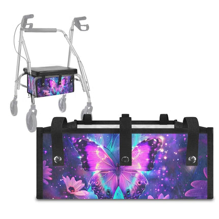 LedBack Wheelchair Bag for Seniors Rollator Walker Rollator Covers Purple Butterfly Flower Walker Seat and Backrest Covers, Easy to Install