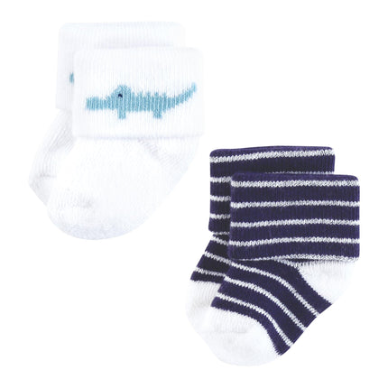 Hudson Baby Unisex Baby Cotton Rich Newborn and Terry Socks, Ocean Friends, 0-6 Months, Ocean Friends, 0-6 Months