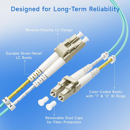 Cable Matters 10Gb 40Gb Multimode OM3 Duplex 50/125 OFNP Fiber Patch Cable LC to LC - 15m