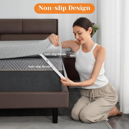 Extra Firm Mattress Topper King Size, 4 Inch High-Density Firm Mattress Pad for Back Pain Relief, Bed Topper with Removable Cover, No Smell, No Slip, CertiPUR-US Certified, 80" x 76"