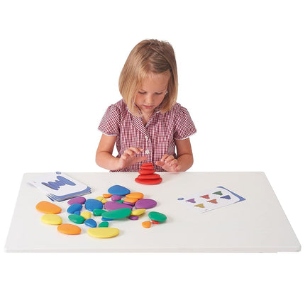 Rainbow Pebbles | Set of 36 + 40 Activities | The Original Sorting and Stacking Stones | Early Maths Resource