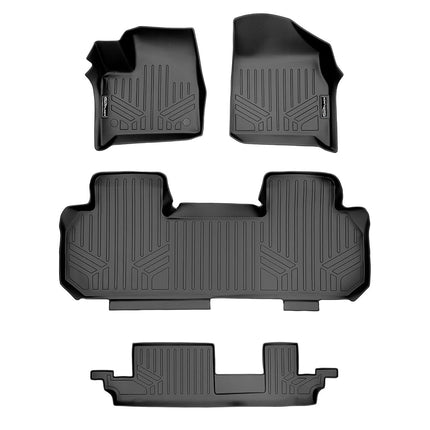 SMARTLINER Custom Fit Floor Mats 3 Row Liner Set Black for 2018-2019 Chevrolet Traverse with 2nd Row Bench Seat