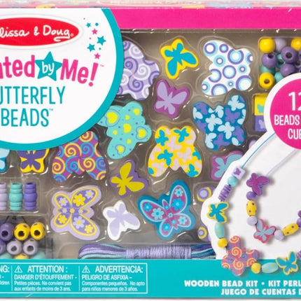 Melissa & Doug Created by Me! Butterfly Beads Wooden Bead Kit, 150+ Beads for Jewellery-Making