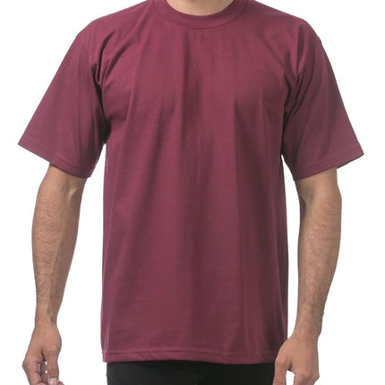 Pro Club Men's 3-Pack Heavyweight Cotton Short Sleeve Crew Neck T-Shirt, Maroon, Large