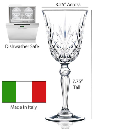 Lorren Home Trends Lorenzo RCR Crystal Collection Water Glass Set -Melodia, 6 Count (Pack of 1), Red Wine Goblet,7.5 Fluid Ounce