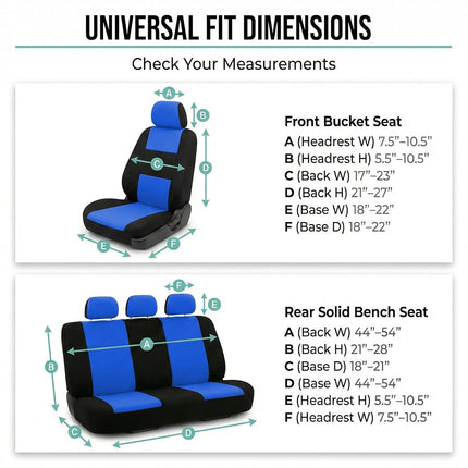 FH GROUP Car Seat Covers, Full Set, Blue
