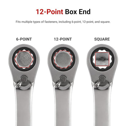 TEKTON 22 mm Long Fixed/Flex Head 12-Point Ratcheting Box End Wrench | WRB35422