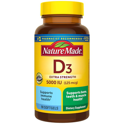 Nature Made Vitamin D-3, 5000IU, 90 Softgels