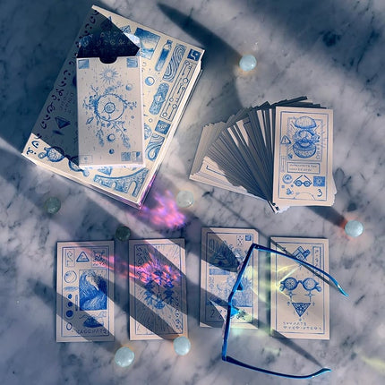 Prisma Visions The Cerulean Sequence Numerology Oracle Deck with hardcover Guidebook, Unique Hand-Drawn Style and Keepsake Box. Decode The Cipher and Uncover The Story Behind The Cards.