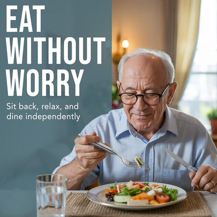 BUNMO Weighted Utensils for Tremors and Parkinsons Patients - Heavy Weight Silverware Set of Knife, Fork and Spoon - Adaptive Eating Flatware (3 Pieces)
