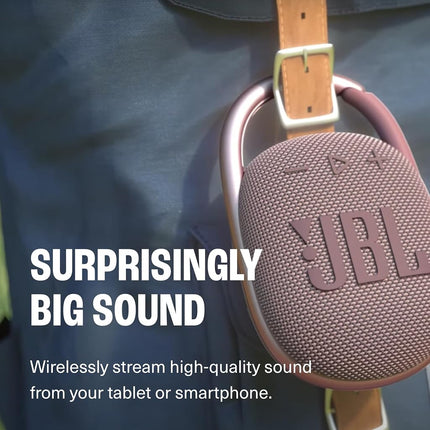 JBL Clip 4 - Portable Mini Bluetooth Speaker, Big Audio and Punchy bass, Integrated Carabiner, IP67 Waterproof and dustproof, 10 Hours of Playtime, Speaker for Home, Outdoor and Travel - (Squad)