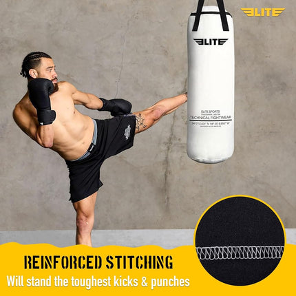 Elite Sports Boxing Bag – Heavy Duty Canvas Punching Bag with Straps for Boxing, Training, MMA, Muay Thai, Kickboxing, Martial Arts & Fitness – Unfilled Heavy Bag