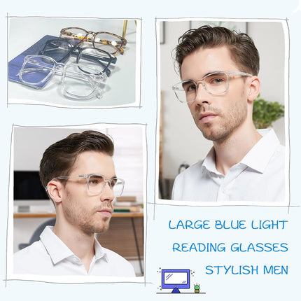 OCCI CHIARI Blue Light Blocking Reading Glasses for Men +1.5 XL Clean Readers(+1.0 +1.25 +1.5 +1.75 +2.0 +2.25 +2.5 +2.75 +3.0)