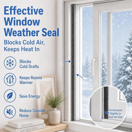 ZOMPAGO Brush Weather Stripping,0.9 in x 0.4 in x 32.8 FT,Grey,Insulation,Sliding Seal Strip,Glass,Window Felt,Brush Door Sweep,Self Adhesive Draft Blocker,Dust Stopper Sliding Door Seal Winter