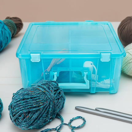 ArtBin Super Satchel Double Deep, Portable Art & Craft Organizer with Handle, [1] Plastic Storage Case, Aqua Mist, Polypropylene