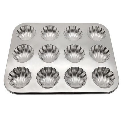 Fox Run Stainless Steel Scallop Shell Madeleine Pan, 12 French Cookie Mold Baking Pan