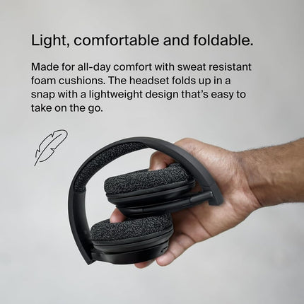 Belkin SoundForm Adapt Wireless Headset with Microphone, wireless headphones with built-in boom mic, multipoint connection, ENC, 65+H Bluetooth computer over ear headphones for PC, laptop, office