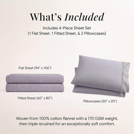 Tribeca Living Luxury Solid Flannel Deep Pocket Sheet Set, Queen, Lavender
