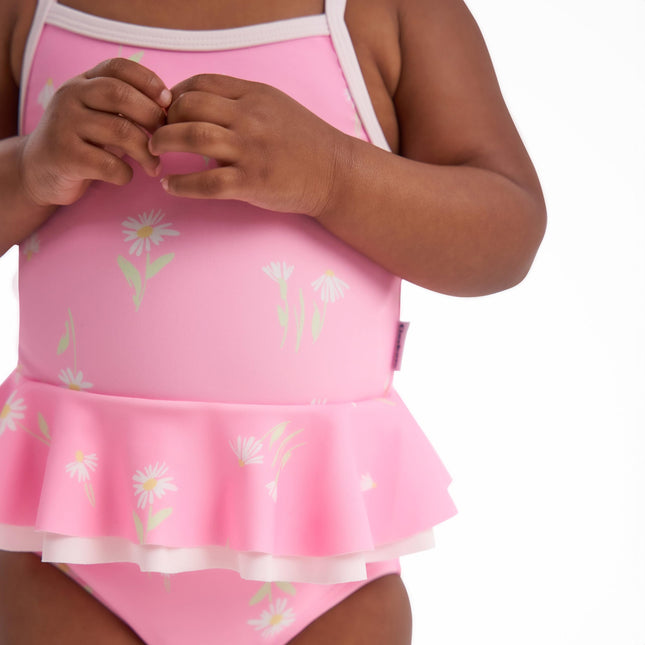 Traje de baño de una pieza Gerber para niña, margaritas rosadas, de 3 a 6 meses