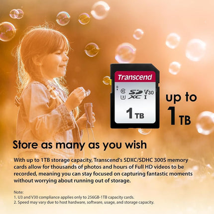 Transcend SDC300S 32GB SDHC Class 10 U1 Memory Card, Speed up to 100MB/s for Digital Cameras TS32GSDC300S