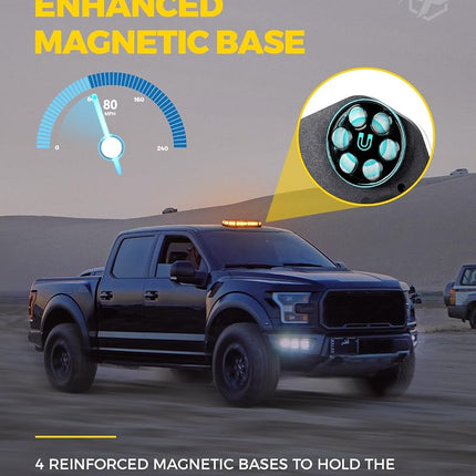 Xprite Rooftop Strobe Light Bar w/Control Panel, 42 LED Hazard Warning Emergency Flashing Plow Light for Construction Vehicles Towing Work Trucks Plows Pickup (Amber)