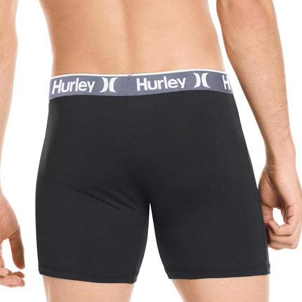 Hurley Men's Standard 5 Pack Stretch Boxer Briefs, Black/Castlerock