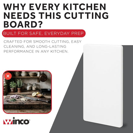 Winco Cutting Board, 6 by 10 by 1/2-Inch, White