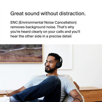 Belkin SoundForm Adapt Wireless Headset with Microphone, wireless headphones with built-in boom mic, multipoint connection, ENC, 65+H Bluetooth computer over ear headphones for PC, laptop, office
