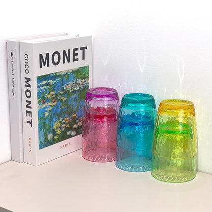 Yanglonghui 26-Ounce Plastic Tumblers (Set of 6), Reusable Plastic Mugs, BPA-Free Acrylic to Drink Mugs, Shatter Resistant, Textured Interior, Dishwasher Safe (Multi Color, 15 Ounce)
