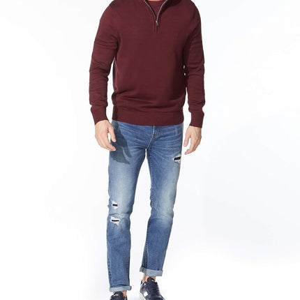 Nautica Men's Quarter-Zip Sweater, Royal Burgundy, Large