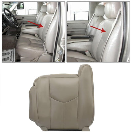 ECOTRIC Driver Seat Top Cover Synthetic Leather Compatible with 2003-2007 GMC Sierra & Chevrolet Silverado 1500/2500/3500 2006-2007 Chevrolet Avalanche - Medium Neutral Tan 522- Driver