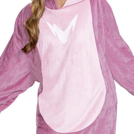 Disney Lilo & Stitch Angel Jumpsuit for Adults, Officially Licensed by Disguise, Features Detailed Fabric Hood with Dimensional Ears, in Size S/M and L/XL