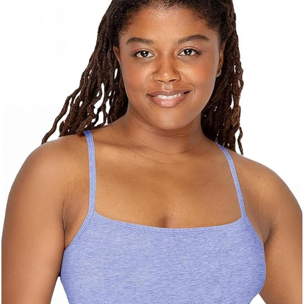 Fruit of the Loom Women's Spaghetti Strap Cotton Sports Bra, Heather Grey/White/White/Blue Heather 4-Pack, 16 (Pack of 4)