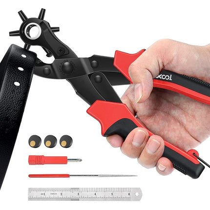 XOOL Leather Hole Punch Plier, Heavy Duty Rotatabl